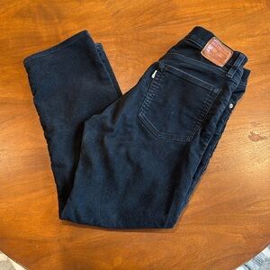 Levis Wedgie Skinny Jeans Womens 27 Black Corduroy Hem Button Fly